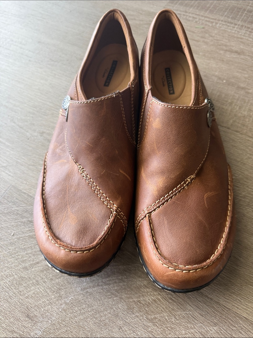 Clarks Brown Leather Slip-On Moccasin Loafers